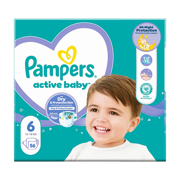 Памперси Pampers Active Baby 6 (13-18 кг.) – 56 броя
