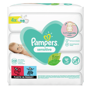 Мокри кърпички Pampers Sensitive – 4×52 броя