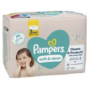 Мокри кърпички Pampers Soft & Clean – 3x60 броя
