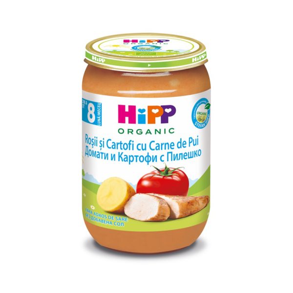 Био Пюре HiPP Домати, картофи и пилешко 220 гр. – 8+ месеца