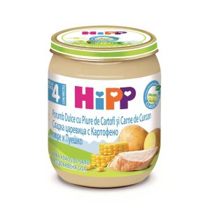 Био Пюре HiPP Царевица с картофи и пуешко месо 125 гр. – 4+ месеца