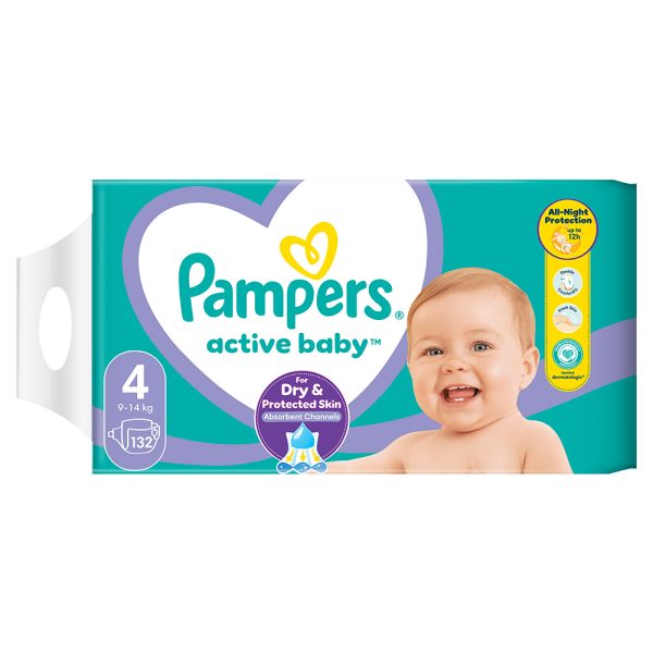Памперси Pampers Active Baby 4 (9-14 кг.) – 132 броя