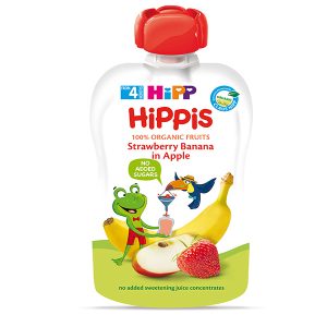 HiPP Био Плодова закуска ябълки, ягоди и банан 100 гр. – 4+ месеца