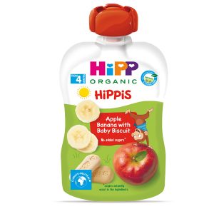 HiPP Био Плодова закуска ябълка, банан и бисквити 100 гр. – 4+ месеца