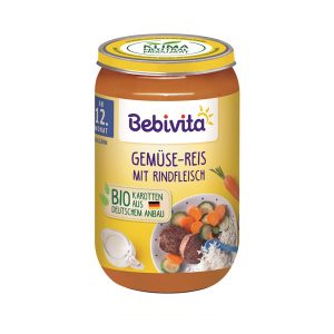 Bebivita Био Пюре Зеленчуци, ориз и телешко месо 250 гр. – 12+ месеца