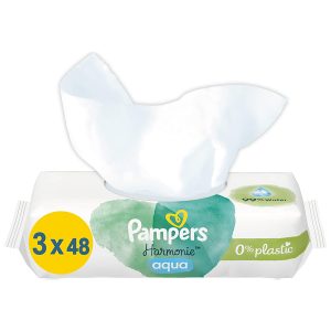 Мокри кърпички Pampers Harmonie Aqua – 3×48 броя