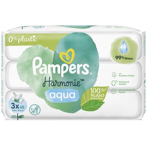 Мокри кърпички Pampers Harmonie Aqua – 3×48 броя