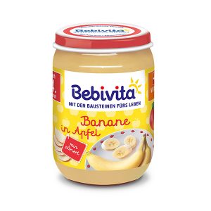 Bebivita Плодово Пюре Ябълка и банан 190 гр. – 4+ месеца