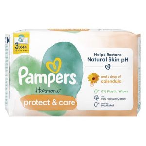 Мокри кърпички Pampers Harmonie Protect & Care с невен – 3×44 броя