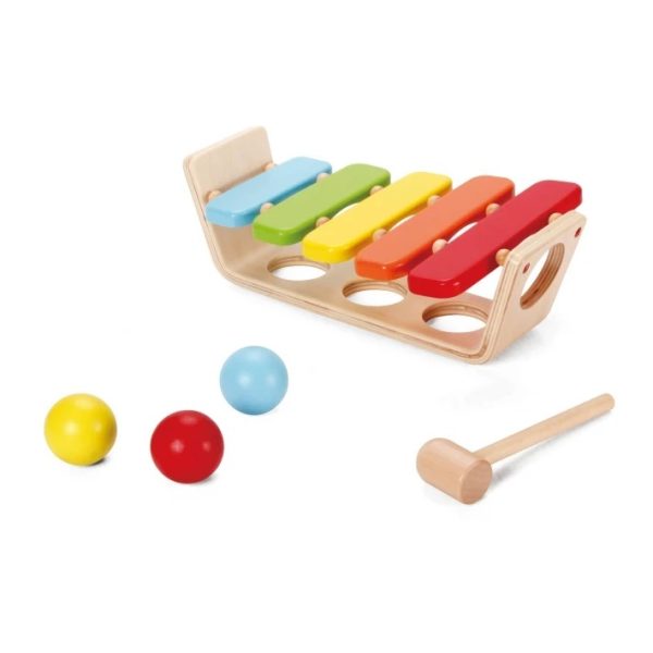 Дървена играчка – ксилофон с чукче