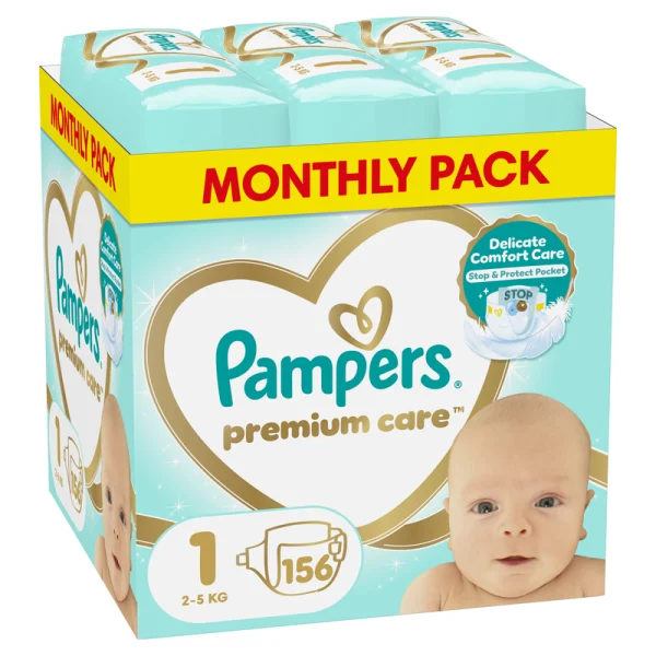 Памперси за новородено Pampers Premium Care 1 (2-5кг.) – 156 броя
