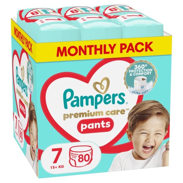 Гащички Pampers Premium Care Pants 7 (15+кг.) – 80 броя