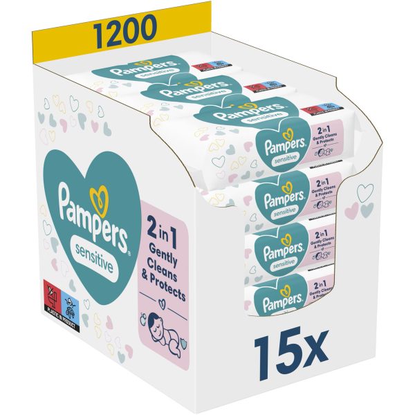 Мокри кърпички Pampers Sensitive – 15×80 броя