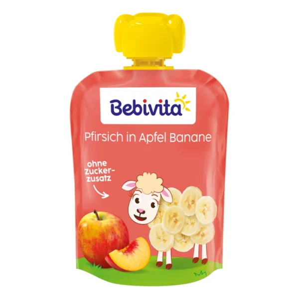 Bebivita Плодова закуска Ябълка, банан и праскова 90 гр. – 12+ месеца
