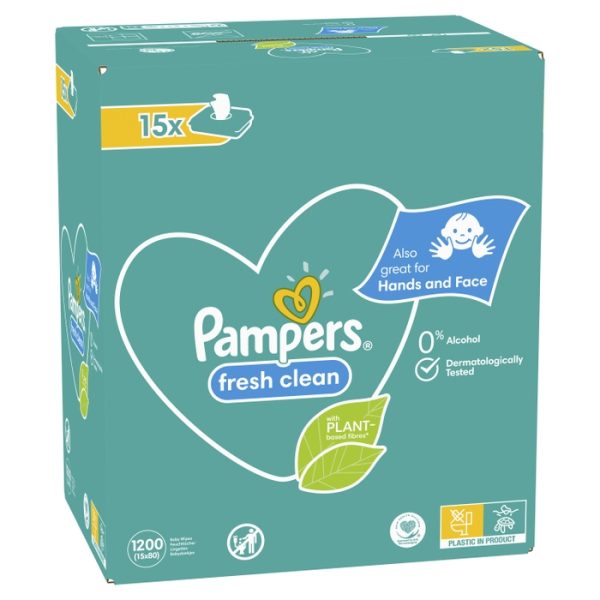 Мокри кърпички Pampers Fresh Clean – 15×80 броя