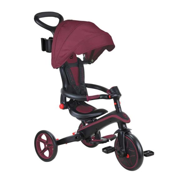 Детска триколка 4 в 1 GLOBBER EXPLORER TRIKE FOLDABLE – сгъваема, цвят бургунди