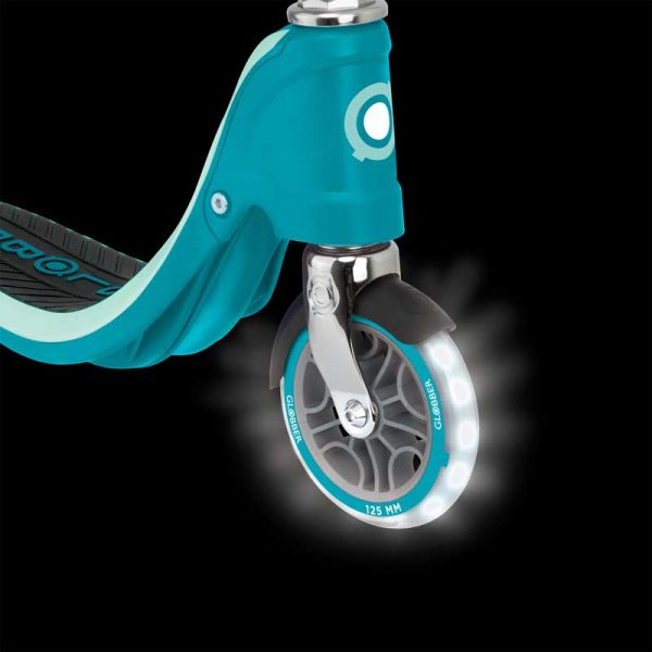 Светеща тротинетка с две колела FLOW 125 LIGHTS – синьо-зелена