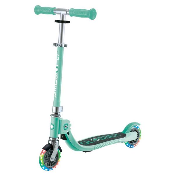 Детска сгъваема тротинетка с две светещи колела Globber Flow Foldable Junior Lights – ментова