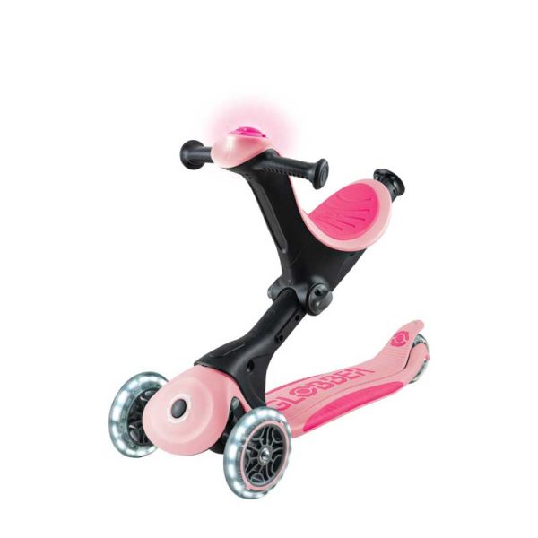 Сгъваема тротинетка с родителски контрол Globber Go Up Deluxe Flash Lights –  розова