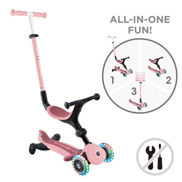 Сгъваема тротинетка 5 в 1 GLOBBER GO UP ACTIVE LIGHTS 360° – пастелно розова