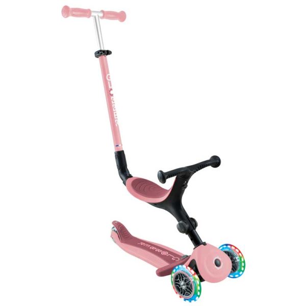 Тротинетка Globber 5в1 Go Up Active Lights с родителски контрол – пастелно розова