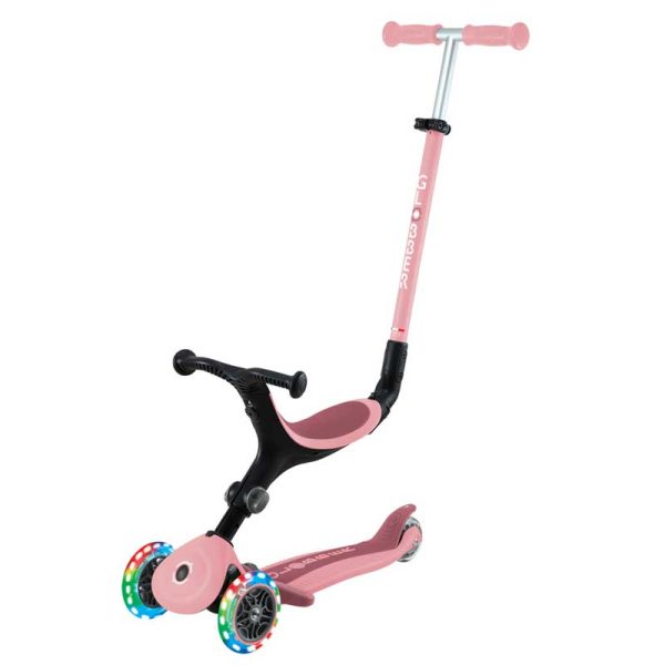Тротинетка Globber 5в1 Go Up Active Lights с родителски контрол – пастелно розова