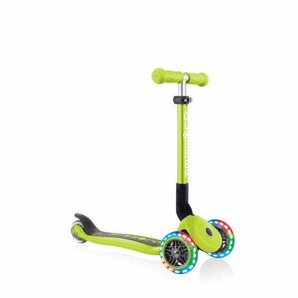 Сгъваема тротинетка със светещи колела, Globber Junior – 2+ г., зелена