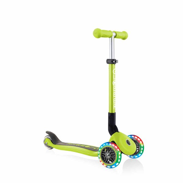 Сгъваема тротинетка със светещи колела, Globber Junior – 2+ г., зелена