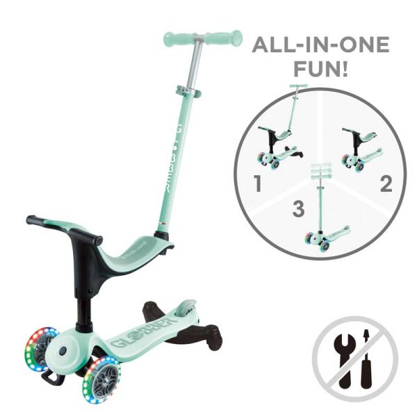 Тротинетка 4 в 1 GLOBBER GO UP SPORTY LIGHTS 360° – ментова