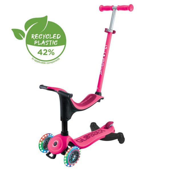 Тротинетка 4 в 1 GLOBBER GO UP SPORTY LIGHTS 360° – розова