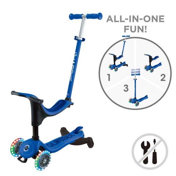 Тротинетка 4 в 1 GLOBBER GO UP SPORTY LIGHTS 360° – синя