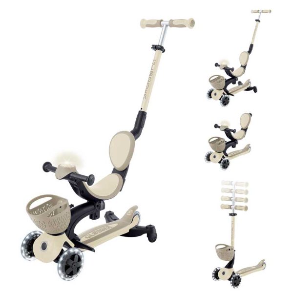 Тротинетка 5 в 1 GLOBBER BABY LEARN 360° FLASH LIGHTS – бежова
