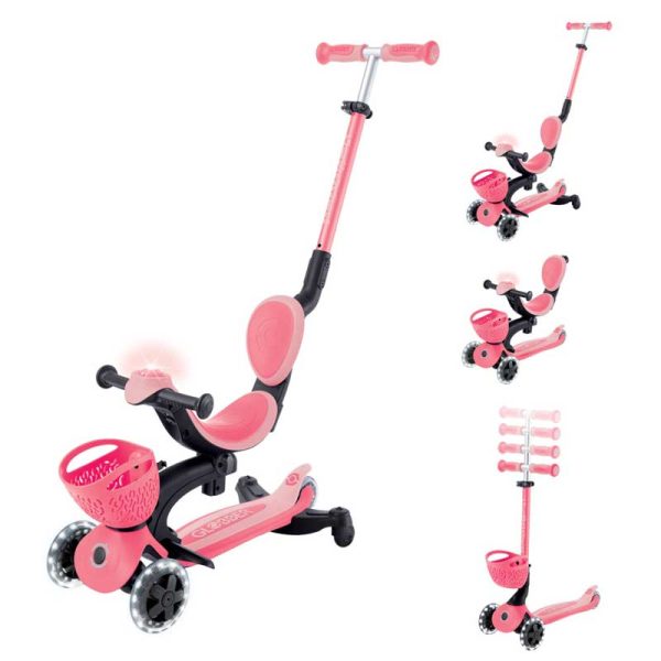 Тротинетка 5 в 1 GLOBBER GO UP BABY LEARN 360° FLASH LIGHTS – розова