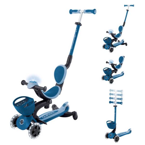 Тротинетка 5 в 1 GLOBBER GO UP BABY LEARN 360° FLASH LIGHTS – тъмно синя