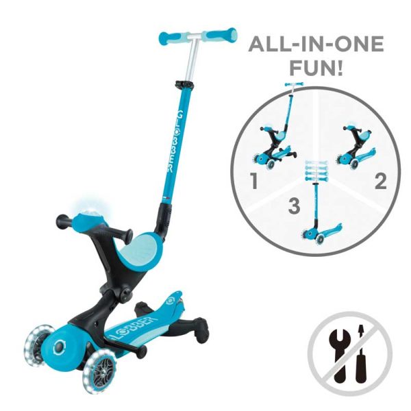 Тротинетка 5 в 1 GLOBBER GO UP DELUXE LIGHTS 360° – аква