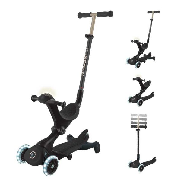 Тротинетка 5 в 1 GLOBBER GO UP DELUXE LIGHTS 360° – черна