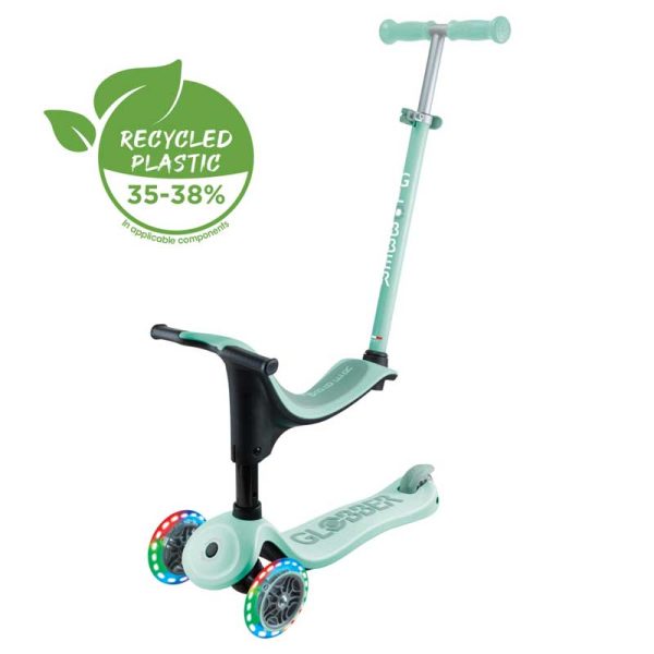 Тротинетка със седалка 4 в 1 GLOBBER GO UP SPORTY LIGHT – ментово зелена