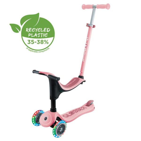 Тротинетка със седалка 4 в 1 GLOBBER GO UP SPORTY LIGHT – пастелно розова