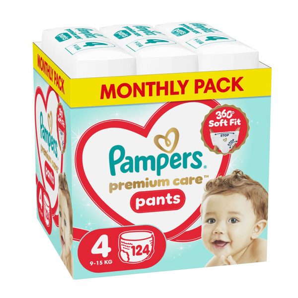 Гащички Pampers Premium Care Pants 4 (9-15кг.) – 124 броя
