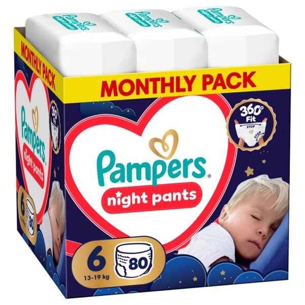 Нощни гащички Pampers Night Pants 6 (13-19 кг.) – 80 броя