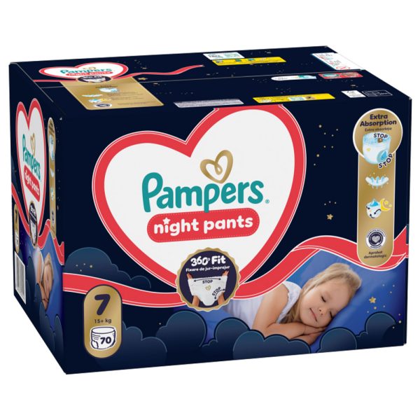 Нощни гащички Pampers Night Pants 7 (15+ кг.) – 70 броя