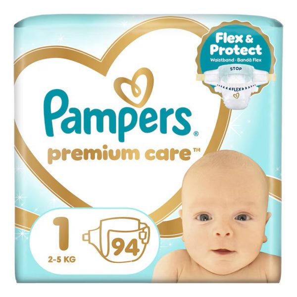 Памперси за новородено Pampers Premium Care 1 (2-5кг.) – 94 броя